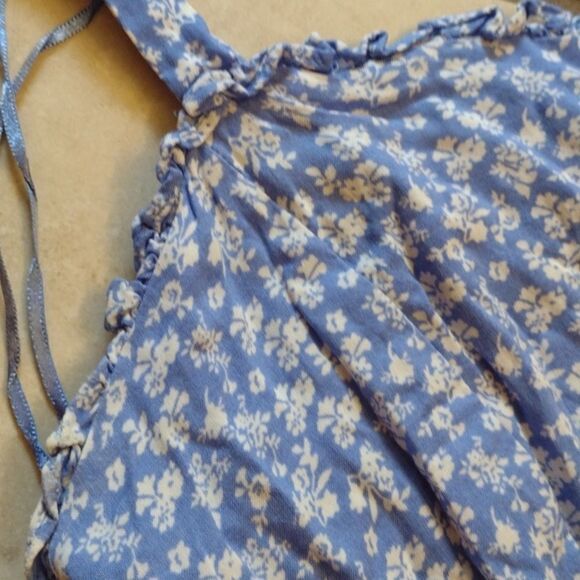 Bardot Paris Mini Flip Dress Blue Ditsy light blue white flowers ruffle hem XS - Picture 16 of 16